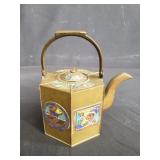 Vintage Chinese brass and cloisonnï¿½ teapot