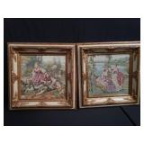 Pair of framed French tapestries
