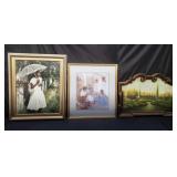 Group of prints and painting on board