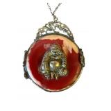 Vintage red coral & silver Buddha pendant