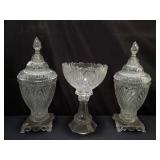 Group of crystal compote, candy dish, etc