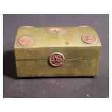 Vintage Chinese enameled and brass trinket box