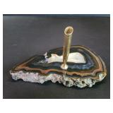Agate rock specimen pen holder