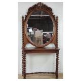 Vintage barley twist entry table with wall