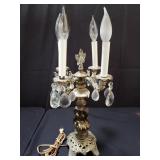 Vintage metal and crystal Candelabra table lamp
