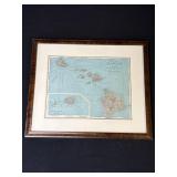 Framed antique 1898 Hawaii map