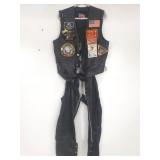 USA leather sleeveless motorcycle jacket and