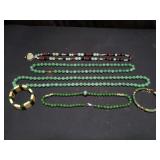 Group of jadeite jewelry bracelet, and necklace
