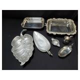 Group of silver plate tray, bowl, and creamer