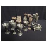Group of silver plate and brass goblets