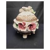 Capodimonte ceramic lidded bowl