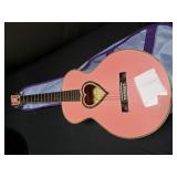 JJ Heart acoustic guitar, pink model with heart