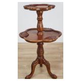 2-tier mahogany dumbwaiter table