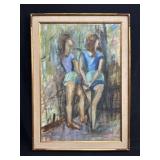 Signed framed mid century Impressionism oil on