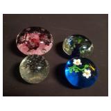 4 art glass paperweights