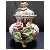 Capodimonte ceramic lidded urn