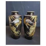 Pair of vintage Japanese mixed metal vases