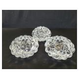 Three orrefors crystal raspberry votive candle