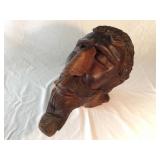 Vintage carved wood bust of Don Quixote