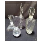 Group of glass and crystal perfume bottles