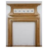 Antique pine fireplace surround with tile inserts