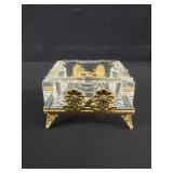 Hollywood Regency style crystal and brass ashtray