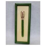 Jadeite letter opener with 10k gold handle in a