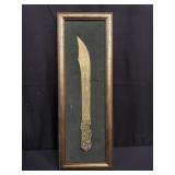 Antique brass letter opener w/ engraved floral