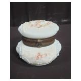 Wavecrest hand painted opal glass dresser box