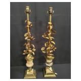 Hollywood Regency style gilt metal floral lamps
