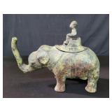 Vintage Asian cast iron elephant and rider incense