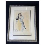 VTG framed Walter Plunkett signed pastel