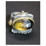 Sterling silver ring with topaz