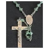 Vintage sterling silver rosary with green glass