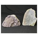 Pair of amethyst geode stones