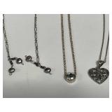Group of sterling silver necklaces with pendant
