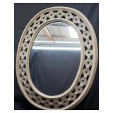 Large oval mirror carved frame