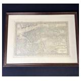 Framed antique 1867 New York & Brooklyn map