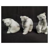 3 Lladro porcelain bear figurines