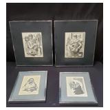 Group of signed lithograph and ink