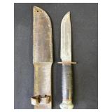 Vintage USA hunting knife with leather sheath