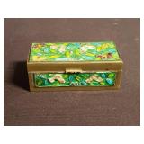 Vintage Chinese enameled and brass trinket box
