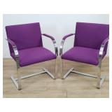 Pair of Knoll Brno-style Mid-century chrome and