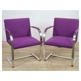 Pair of Knoll Brno-style Mid-century chrome and