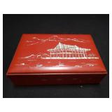 Mother of pearl inlaid lacquerware trinket box