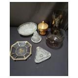 Group of glass and crystal bowl, vase, candy