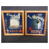 Pair of vintage mirrored bar signs