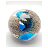 Hand blown signed art glass paperweight