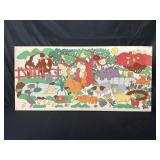 Vintage wall print on canvas of farm animals