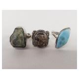 Sterling silver rings , opal stone, larimar